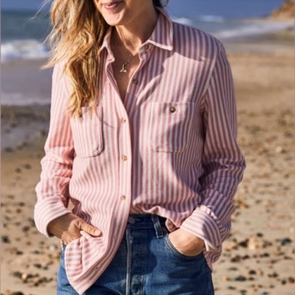 Faherty Women's Size S Legend Sierra Stripe Button Down Cottage Core Shirt